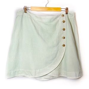NWT Madewell Botanical Linen-Blend miniskirt size 16 pale mint green
